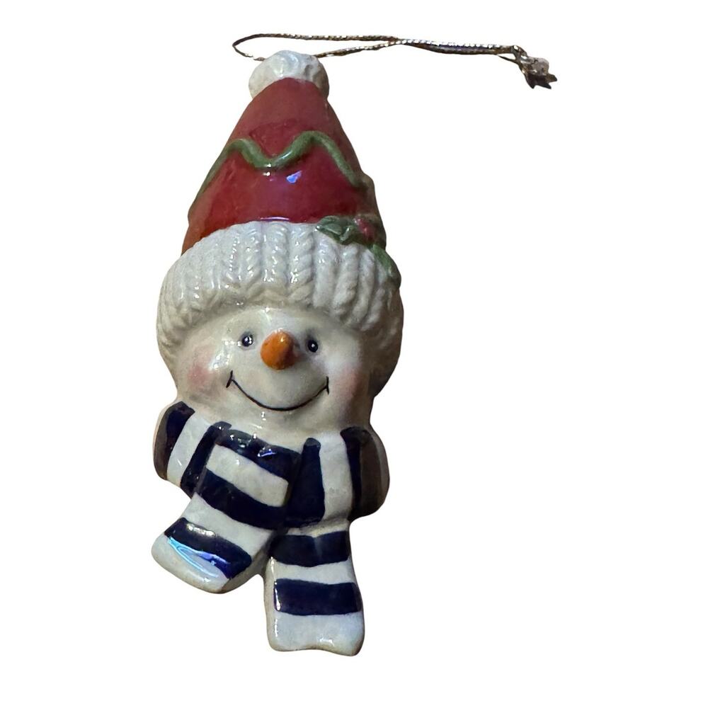 Ceramic Snowman Shelf Sitter Christmas Holiday Ornament Winter Home Decor